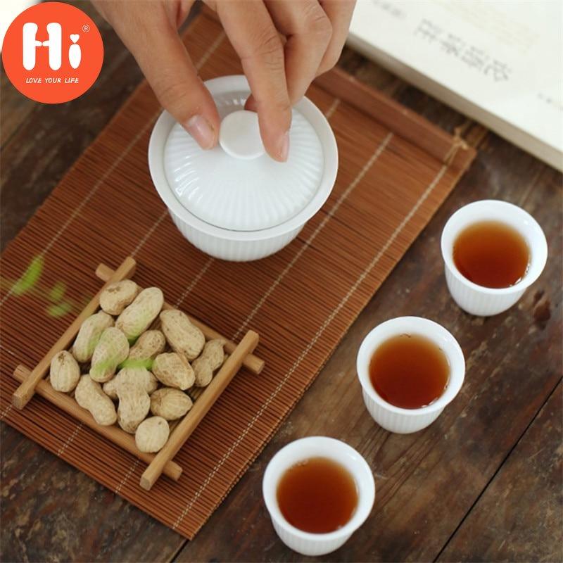 Hi Modern Jade Clay Shadow Green Kung Fu Gaiwan Ceramic Tea Bowl with Cover White Porcelain Office Teacup Drinkware