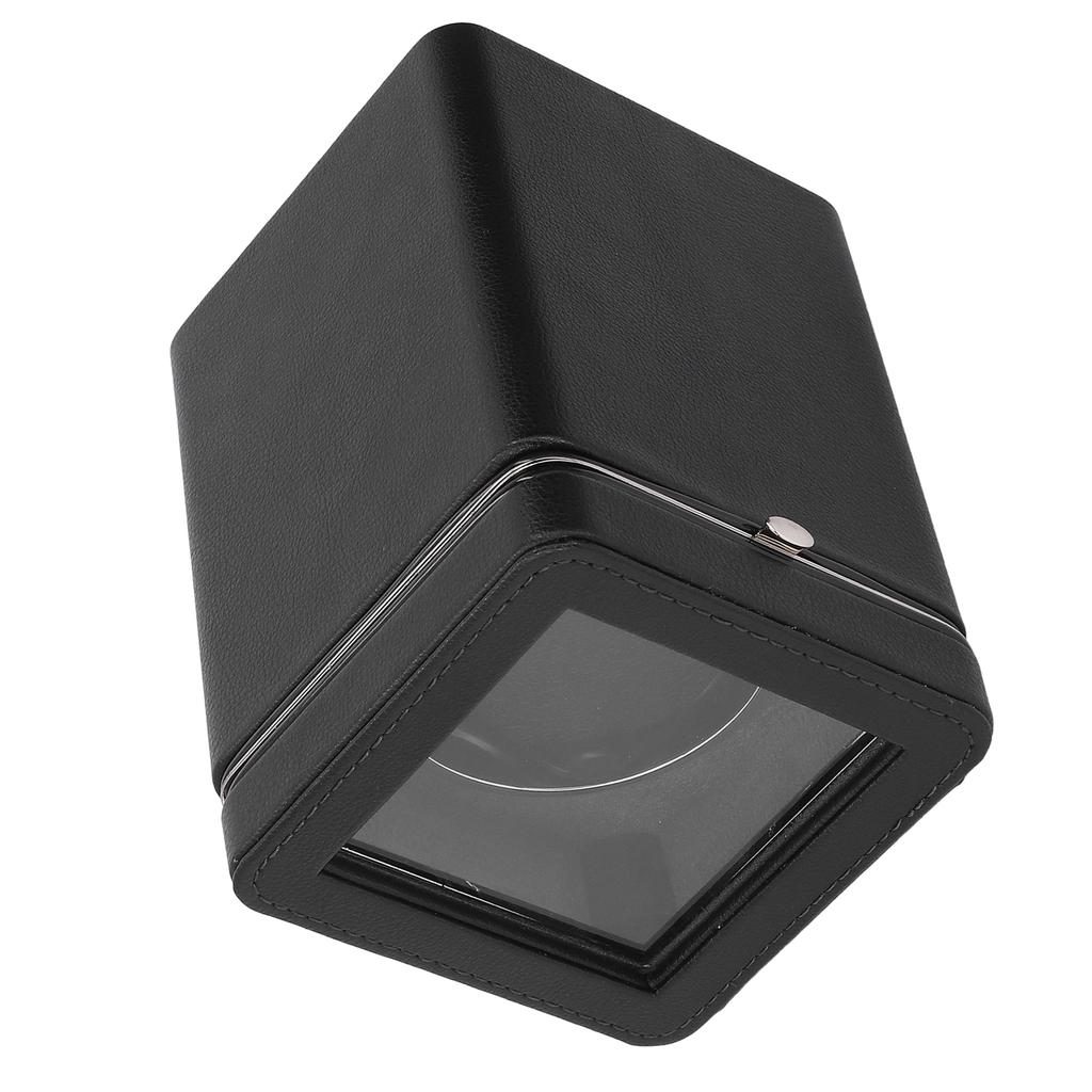 Single Watch Winder Automatic Rotation 4 Modes Mesh Texture Leather with LED Light Super Quiet Motor Type C Adapter Black W150A