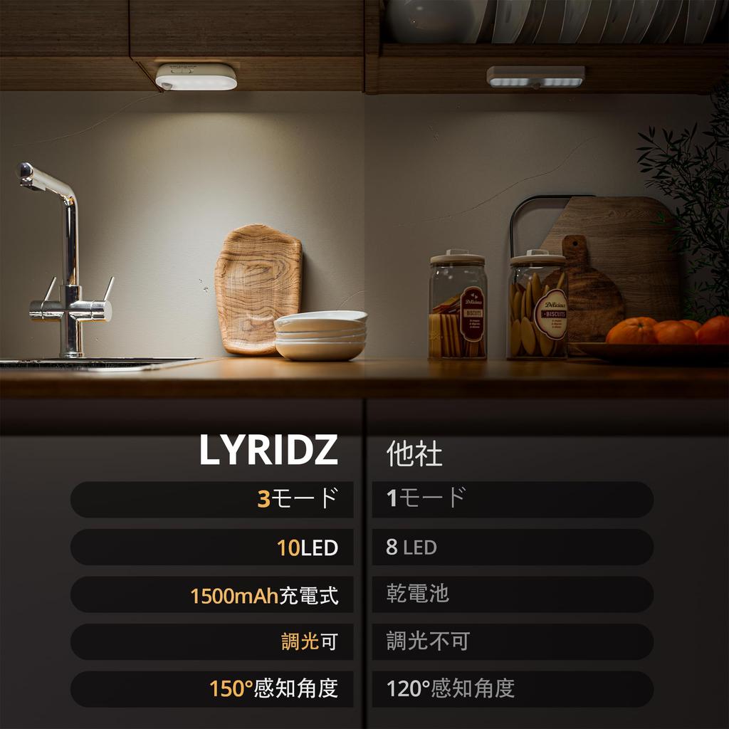 Lyridz Indoor Sensor Light, USB Rechargeable, Kitchen Light, Stepless Dimming, Footlight for Cabinets, Hallways, Stairs, Closets, and Kitchens,