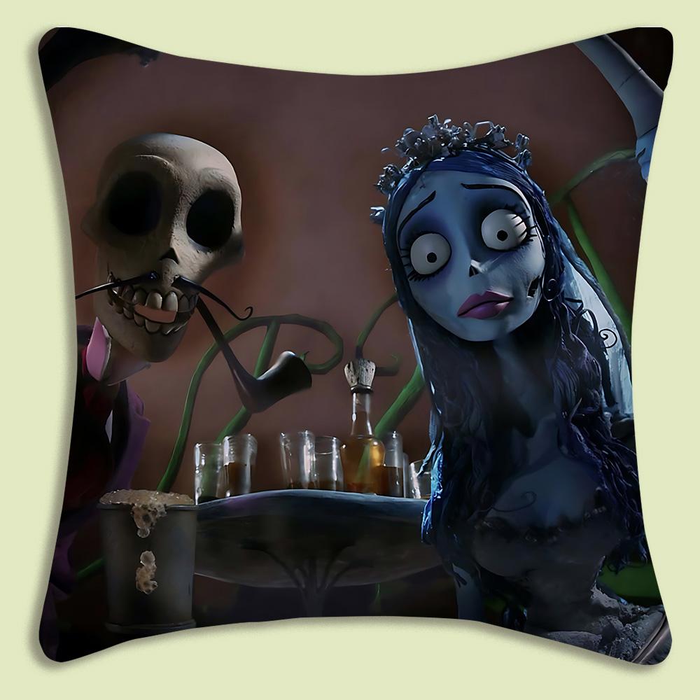C-Corpse Bride Cartoon Anime Pillow Covers Cartoon Sofa Decorative Home Double-Sided Printing Short Plush Cute Cushion Cover