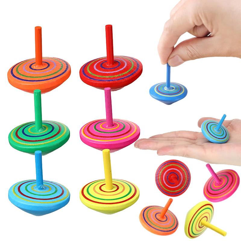 5/10pcs Wooden Tops Hand Rotation Children Table Toys Parent-child Interaction Kindergarten Group Activity Toy Prize Gifts TMZ