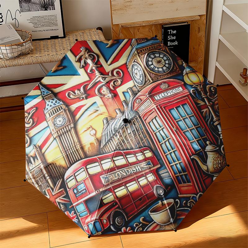 1 pz Design Artistico Bandiera Britannica Ombrello Portatile Pieghevole Struttura a Ossa di Ferro Struttura Ossea Ombrello da Esterno per Casa