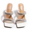 Fashion Shoes Slippers Soft Women Heels Glitter Slides Fashion Low Beige Heeled Sandals Pantofle Comfort High Jelly Summer Luxury Black