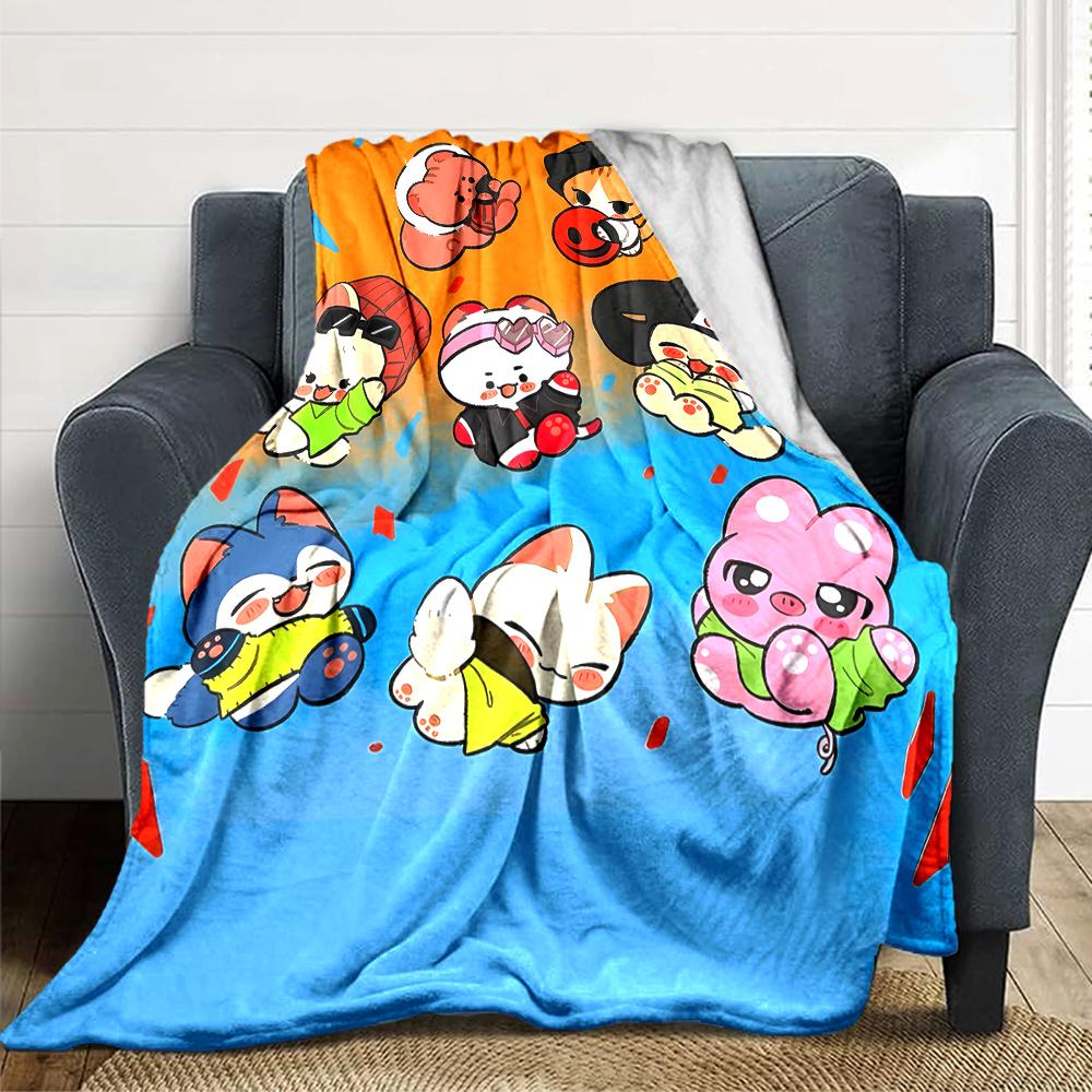 1Pc Cute Animal Expressions Blanket For Couch Bed Plush Cozy Fuzzy Blanket Super Soft Warm Blankets For Fall And Winter 091843