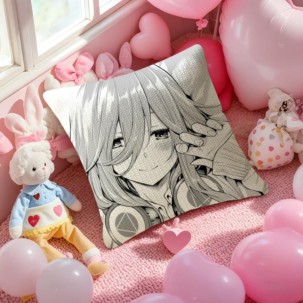 

MMiku Nakano WWaifu Pillow Case Antidustmite Pillowcase Invisible Zipper Silky Short Plush Sofa Cushion Cover 30x30 cm