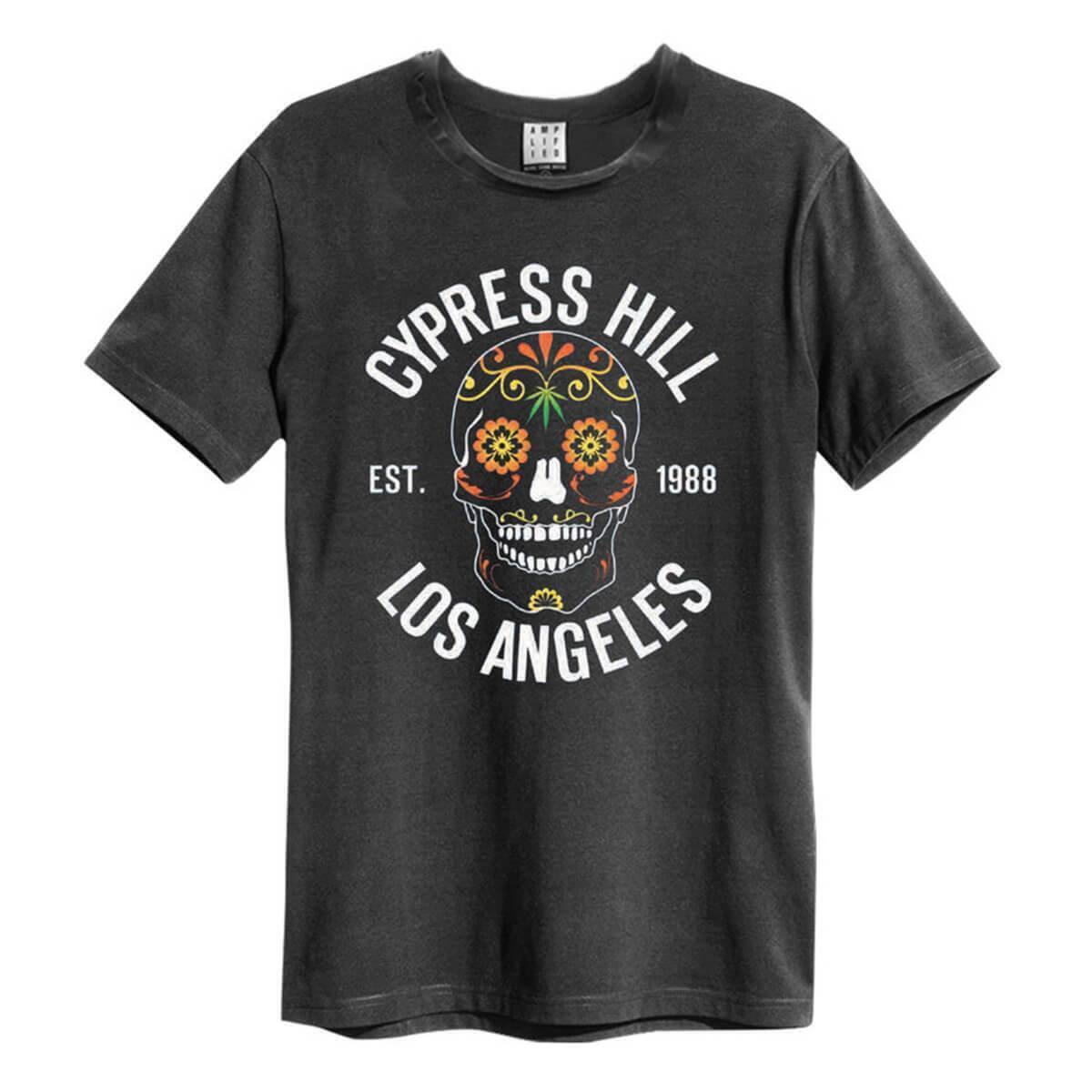 Amplified Cypress Hill Floral Skull Mens Charcoal T Shirt Cypress Hill Tee S