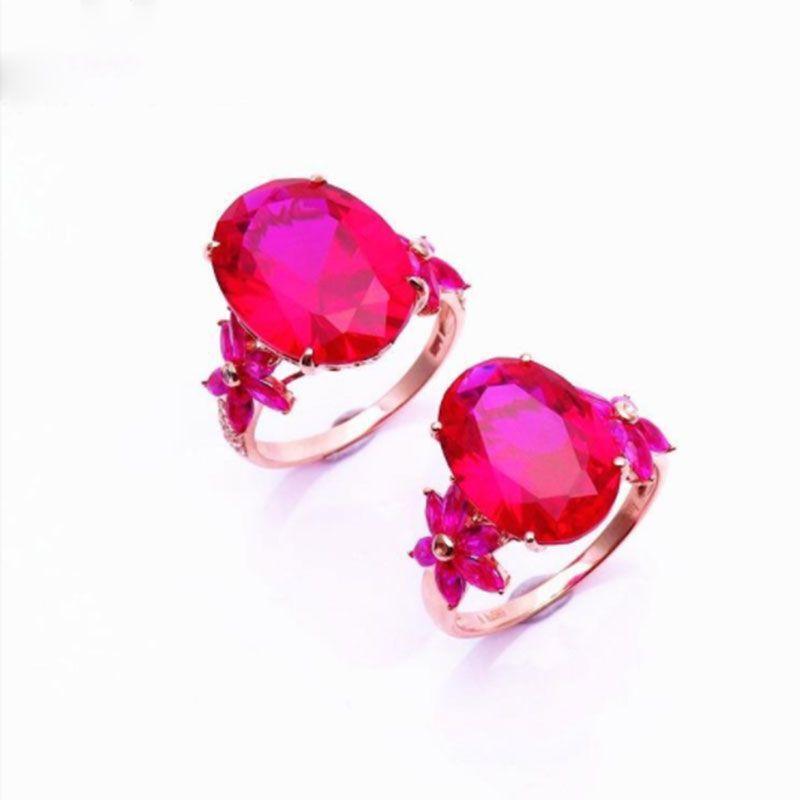 Russian Purple Gold Inlaid Redstone Ring Fashion Light Luxury Temperament Rose Gold Plated Gold Live Ring