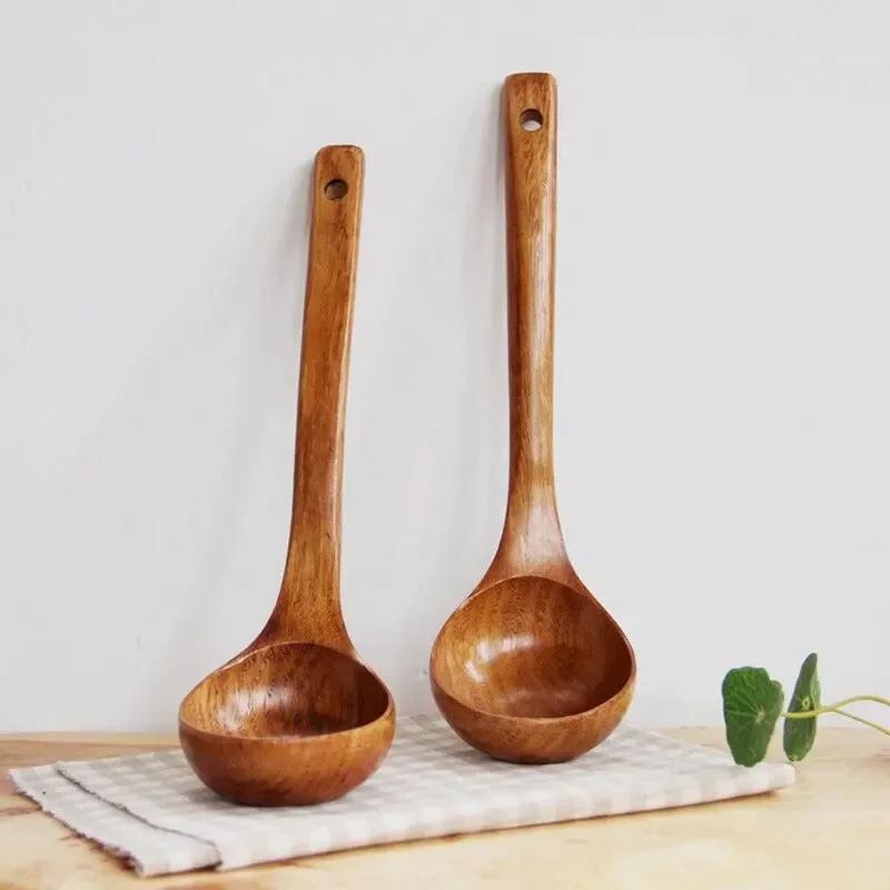 Wholesale Premium New Kemu Big Nanmu Spoons Ultra Practical for Home Cooking Long Handle Communal Congee & Soup Wooden Utensils