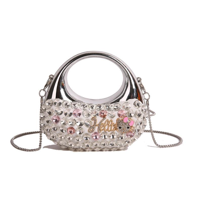 Mini Acrylic Bag European and American Fashion Niche Sequins Personalized Shoulder Crescent Bag Women's Chain Dinner Bag Tide