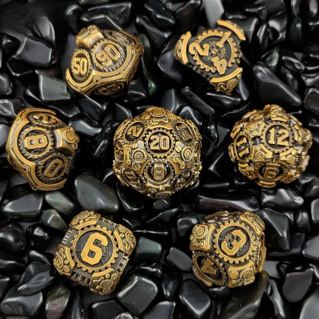7 teile/satz von Getriebe Metall Dnd Würfel Set Polyhedral Anzahl Würfel Kit für Dnd TRPG Cthulhu COC Laufende Team D6 brettspiel Würfel