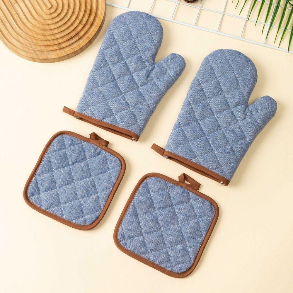 2 pcs Anti Scald Microwave Mitten Heat-Resistant Insulated Glove Baking Oven Mitts  Baking