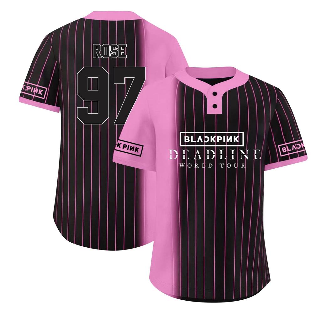 Women's Button Loose Printed Short-sleeved Baseball Jacket