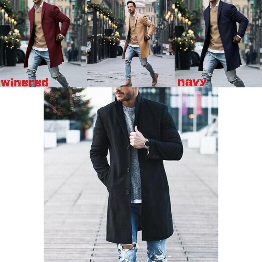 Elegant Men's Lapel Coat Trench Coat With Classic Notched Lapel And Button Up Closure