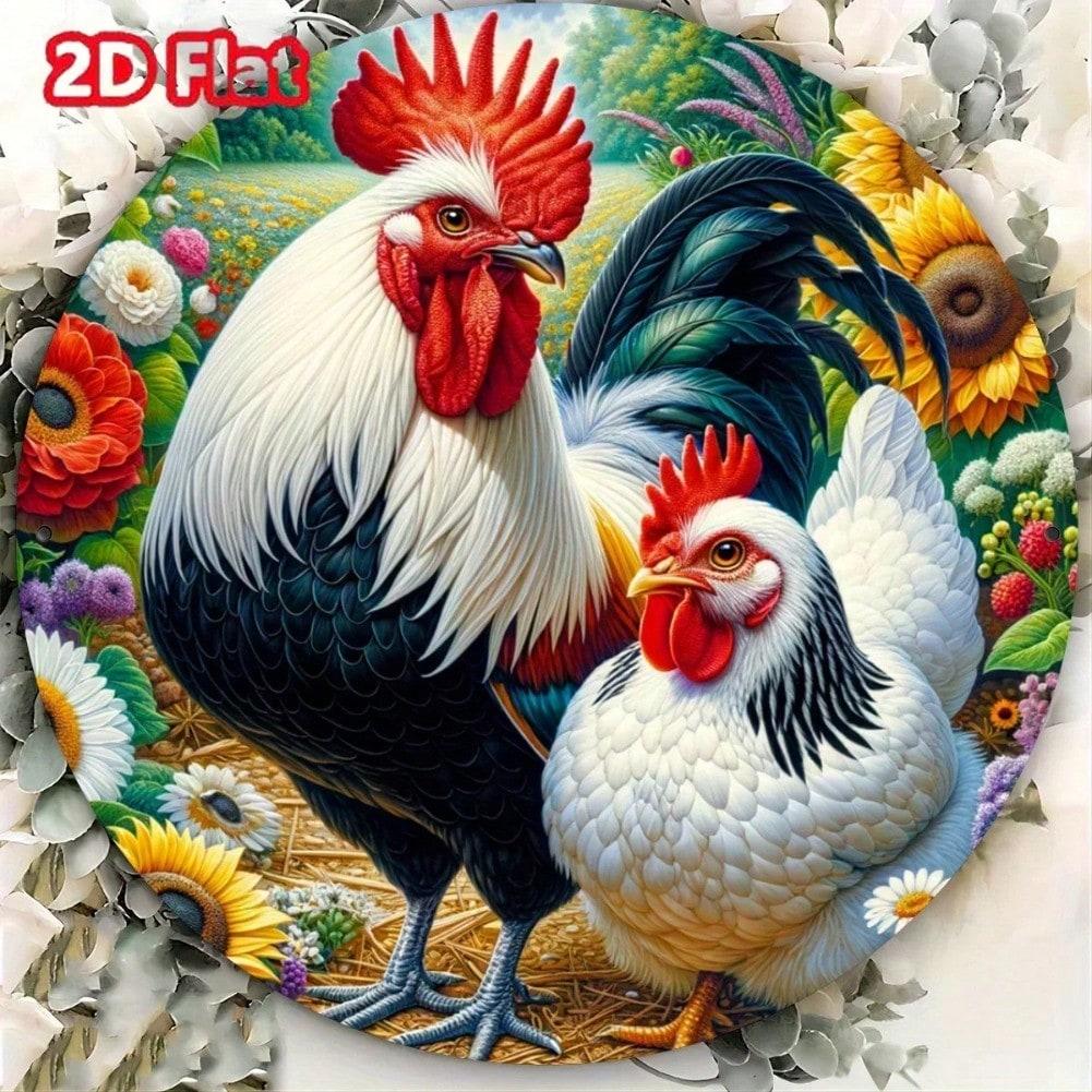 

Rustic Farmhouse Metal Wall Art Rooster Hen Sign різнокольоровий