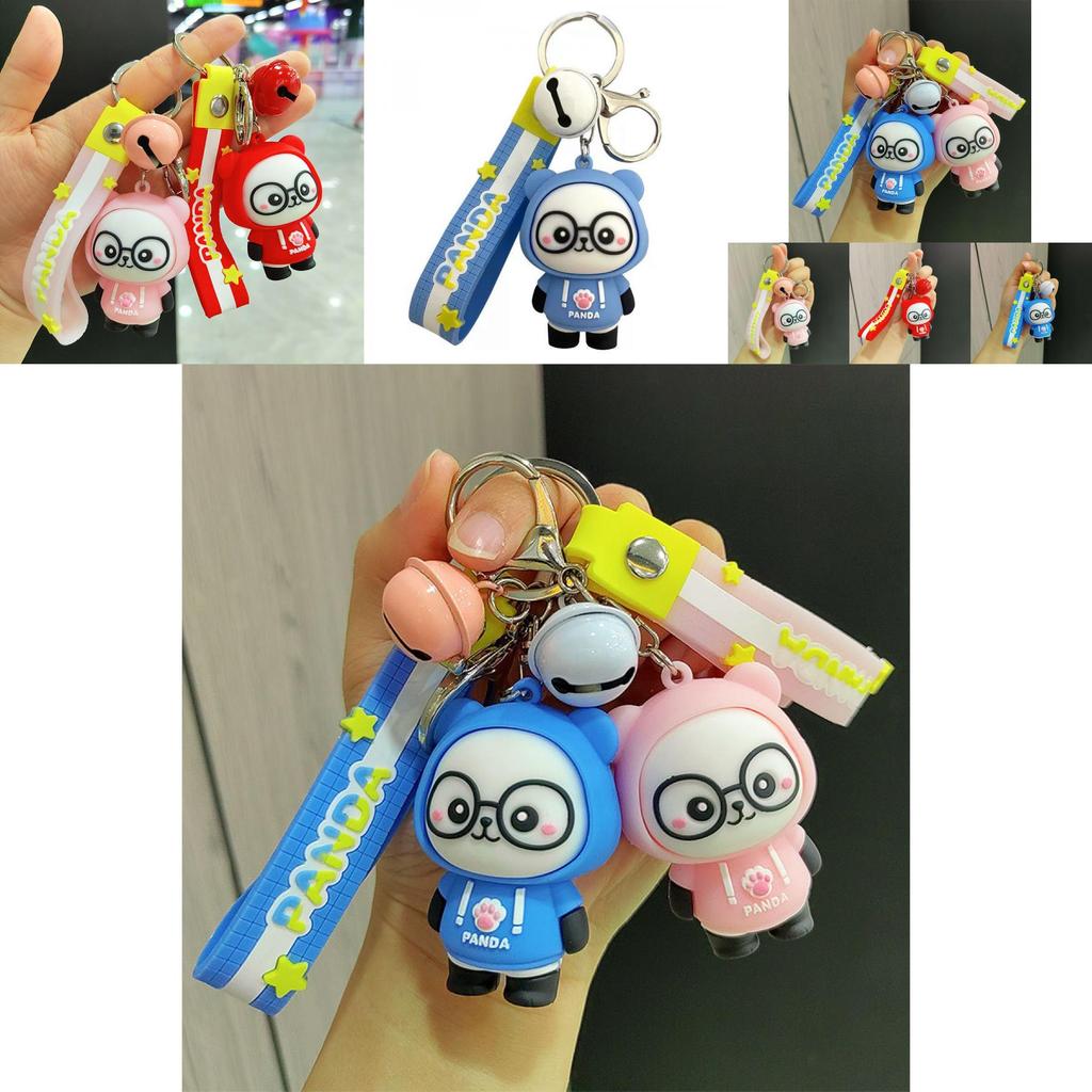Adorable Cartoon Hoodie Panda Keychain Cute Silicone Key Ring Fashion Gift
