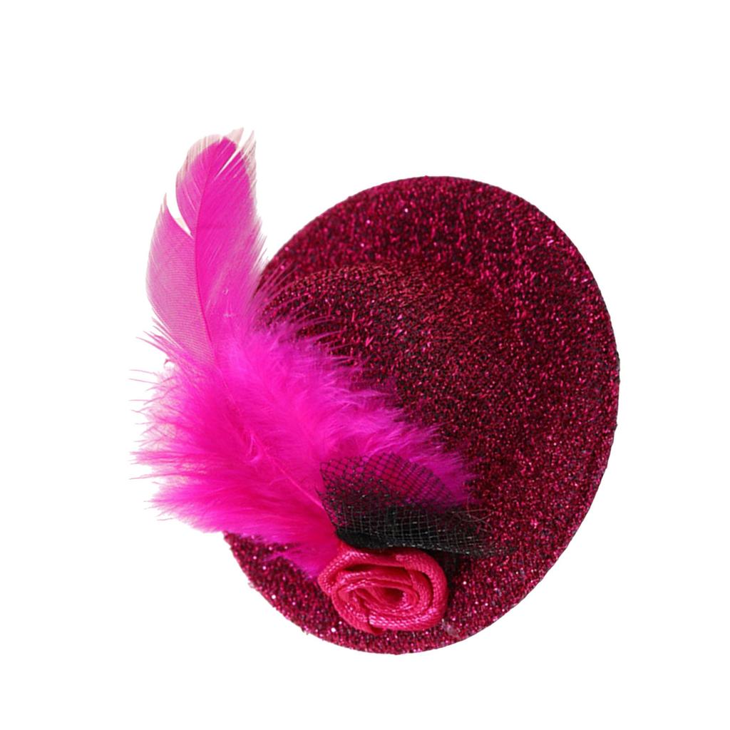 Mini Hat Clip Small Tea Party Top Hat Fascinator Hair Pin with Flower Feather for Girls Birthday Costume Hair Accesories