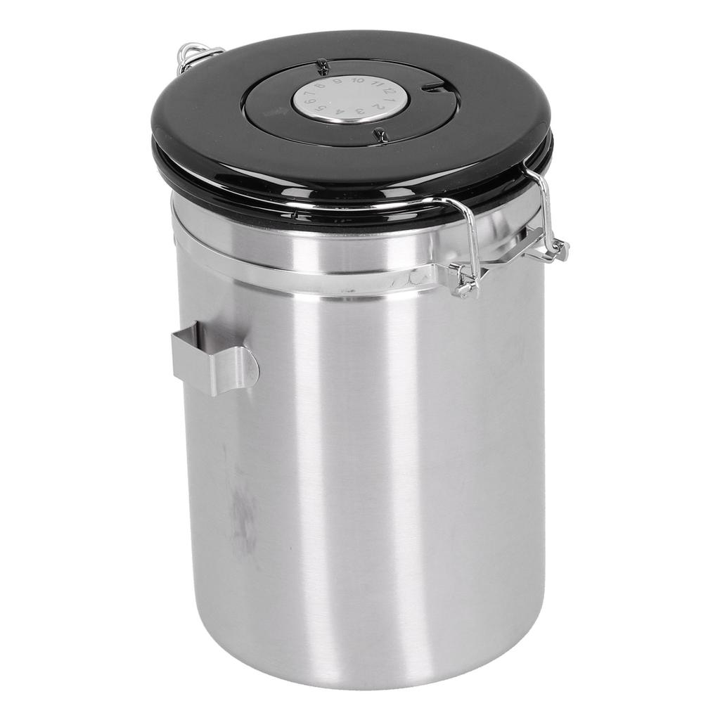 Kaffeebohnenbehälter mit Entlüftungsventil Edelstahl Aufbewahrung Dichtungsbehälter mit LöffelSilber