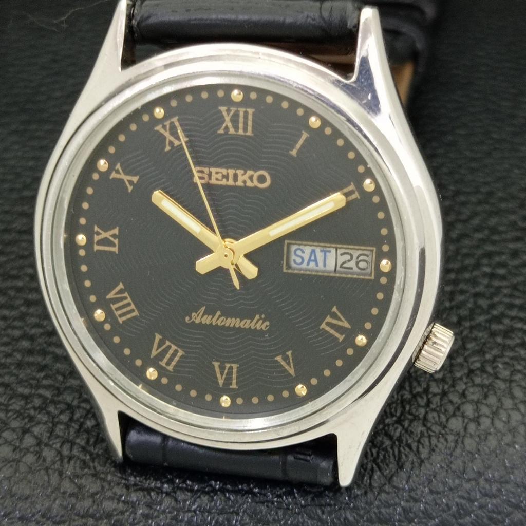 VINTAGE SEIKO AUTOMATIC 7019A JAPAN HERREN SCHWARZES ZIFFERBLATT UHR a500084-2 R151a-a500084
