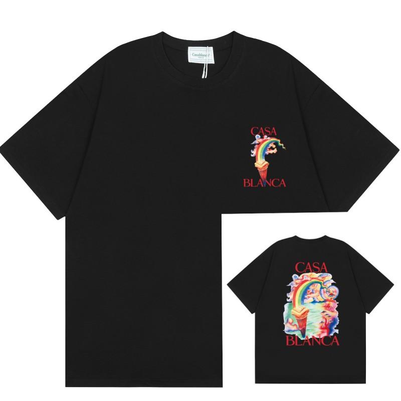 Men Women Streetwear Short Sleeve T-Shirt With Geometric Letter Print Loose Fit Cotton Tee Casual