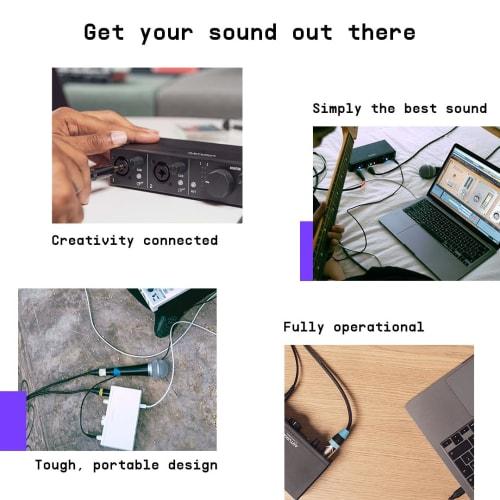 Arturia - MiniFuse 4 - Compact USB Audio & MIDI Interface with Creative Software for Recording, Production, Podcasting, and Guitar - Black