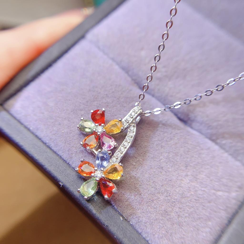 Gothic Style Natural Gemstone Pendant Necklace 925 Sterling Silver Rhodium Plated Gold Fine Jewelry Unique Design for Women Gift