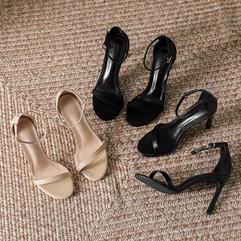 Fashion Summer Classic Sexy Pumps Women Open Toe Ankle Strap Stiletto Heel Dress Sandals Elegant Wedding Party Shoes Pumps High Heel