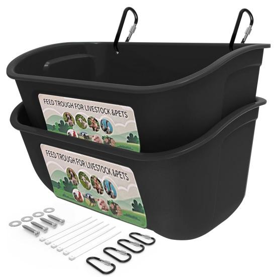 

2 шт. Підвісна годівниця для курчат, пластикова годівниця для курчат без БФА, поїлка, велика місткість, годівниця для тварин, для худоби чорний