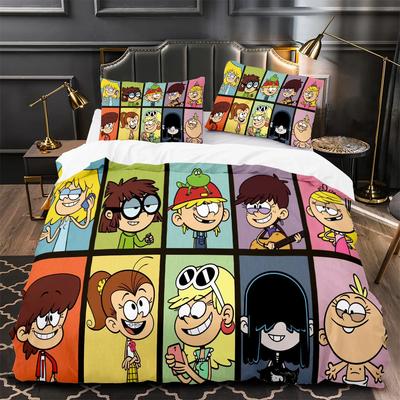 Cartoon Loud House 3D-gedruckter Bettbezug Kissenbezug Bettwäsche-Set Twin Full Queen King Size für Schlafzimmerdekor