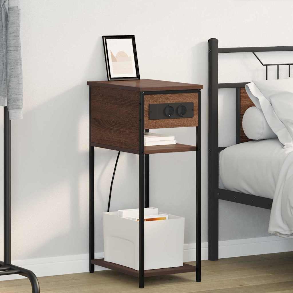 Nightstand Brown Oak Look 41 X 28 X 76 Cm Engineered Wood