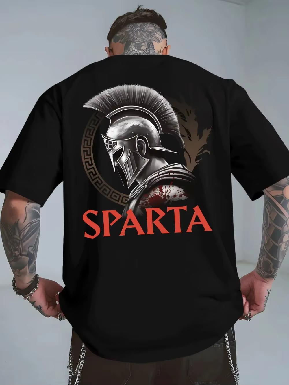 Мужская футболка Спартанский Воин Шлем Спартанца SPARTA Принт на спине 100% Дышащий Греческий Боевой Дизайн Древнегреческая Воинская Одежда S