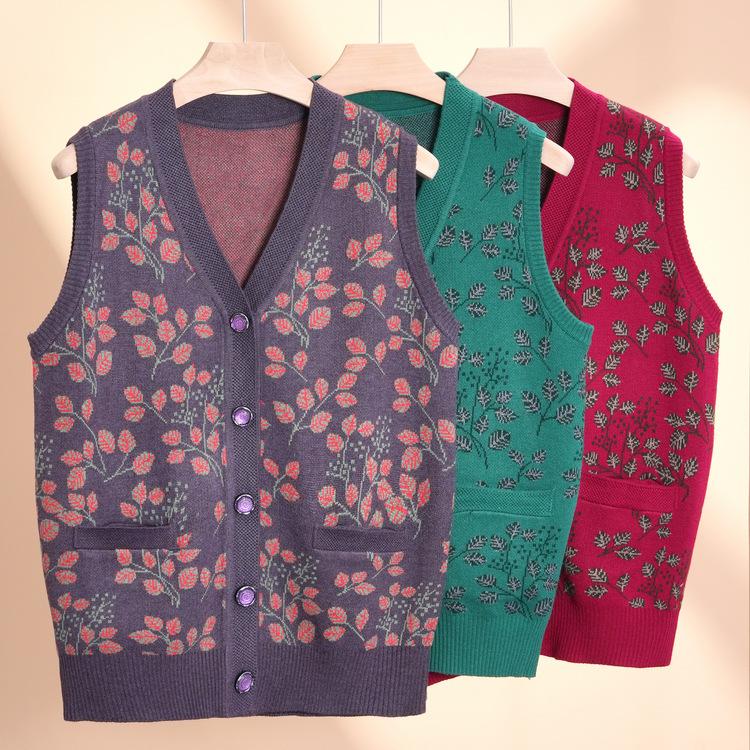 Mutter Herbstweste Gestrickter Pullover Oma Tragen Herbstmantel Pullover Strickjacke In Der Älteren Damenbekleidung