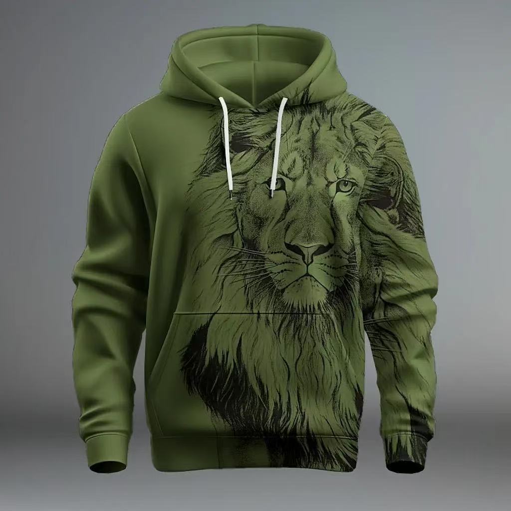 Winter New Sweater European and American Style Lion Animal 3D Three-dimensional Printing Pattern Large Size Loose Sweater