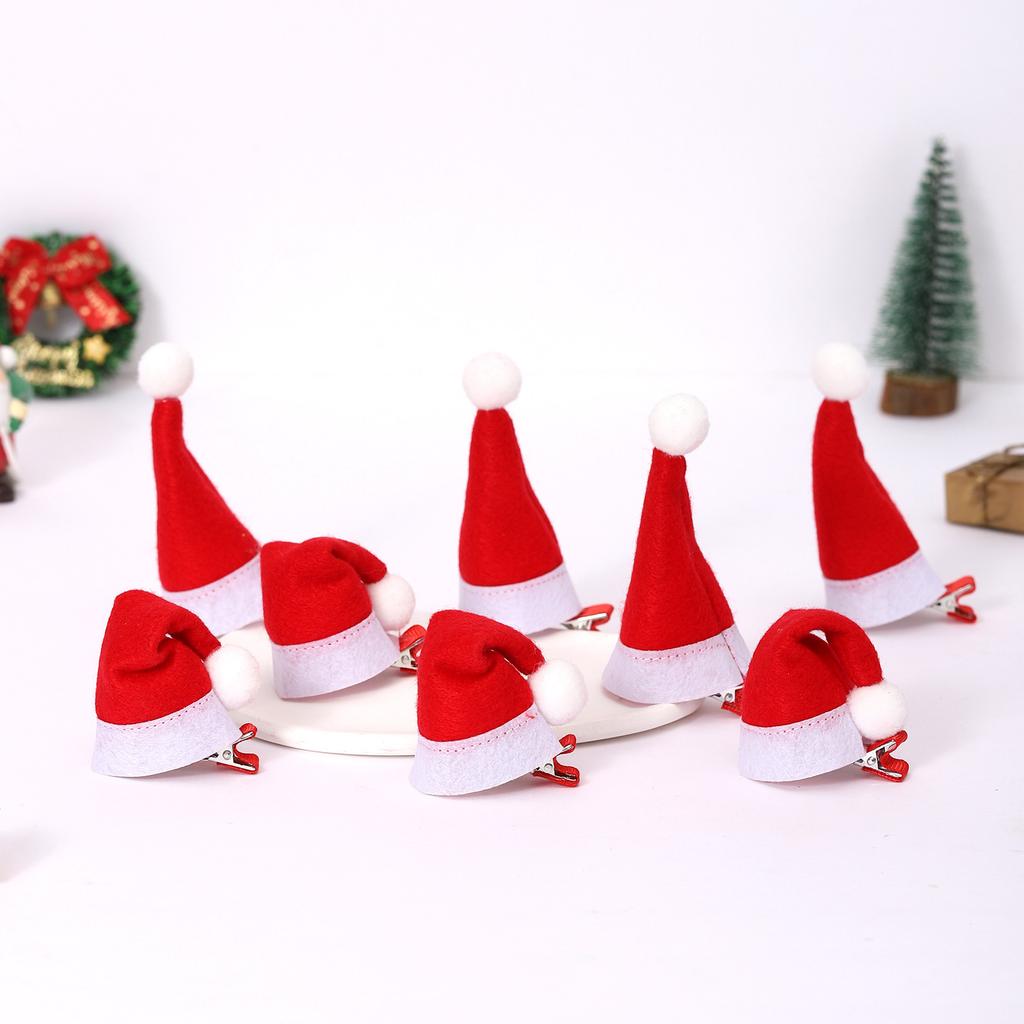 5/10Pcs Mini Christmas Hat Hair Clip Set Red Christmas Color Hanging Hat Diy Christmas Party Decoration