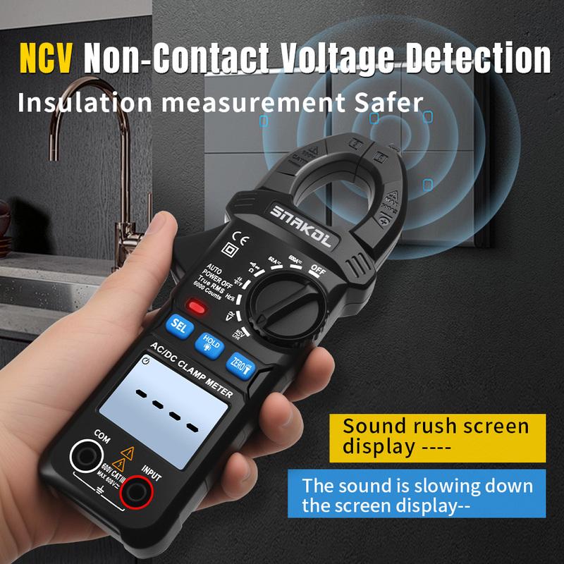 Digital Clamp Multimeter SNAKOL 600A AC/DC Current Voltage Meter Diode NCV Voltage Detection Professional Electrician Tools