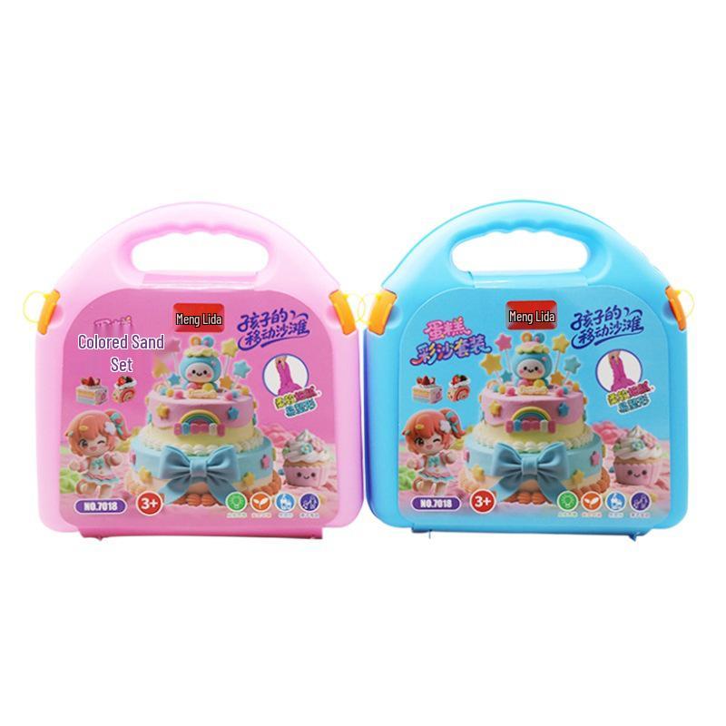 Kids DIY Colorful Sand Toy Set: Ice Cream & Castle Space Sand Suitcase