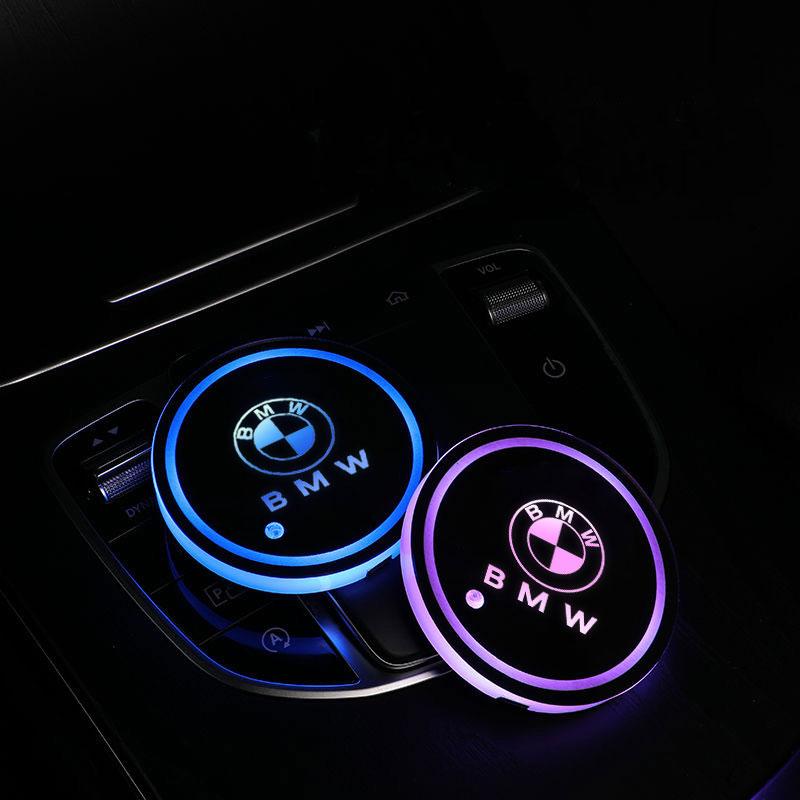 LED Luminous Car Water Cup Holder Coaster Lamp For BMW 3 5 6 7 1 Series Z4 X3 X6 E81 E71 E90 E93 F30 F10 E92 E60 E84