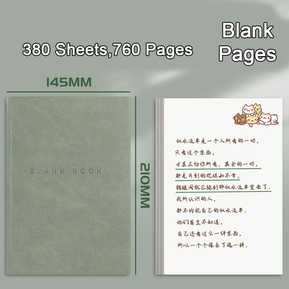 A5 Ultra-thick Notebook with Blank Inner Pages, Student Leather Notepad, Drawing Notebook, Business Meeting Minutes, Mind Map