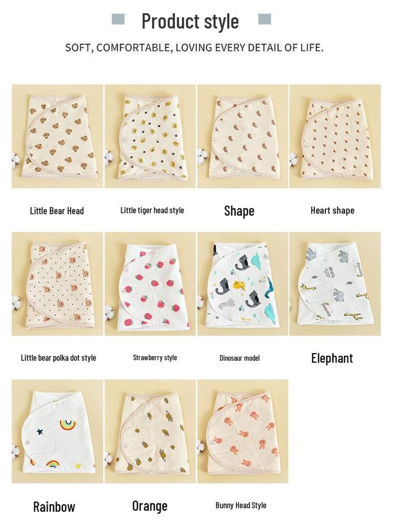 Vierlagige Mull-Baby-Swaddle-Decke mit Cartoon-Motiv - Anti-Schreck-Wickeltuch