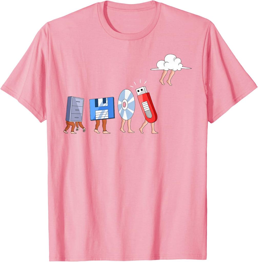 Evoluzione dell'Archiviazione Dati Maglietta Grafica Divertente Regalo per Sviluppatore Cloud Computing T-Shirt Casual