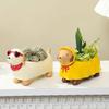 Resin Dachshund Planter, Decorative Small Plant Pot with Drainage Hole, Cute Puppy Planter for Succulents Small Indoor Plants