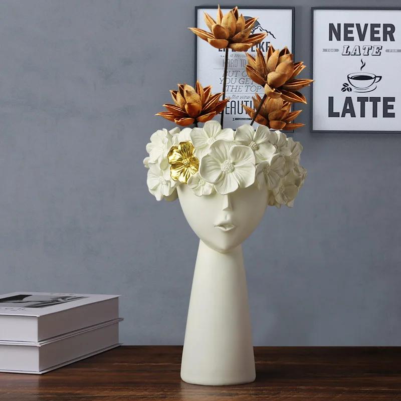 Nordic Decoration Home Flower Vase Living Room Decoration Vases Cute Girl Arranging Flower Container Desktop Accessories