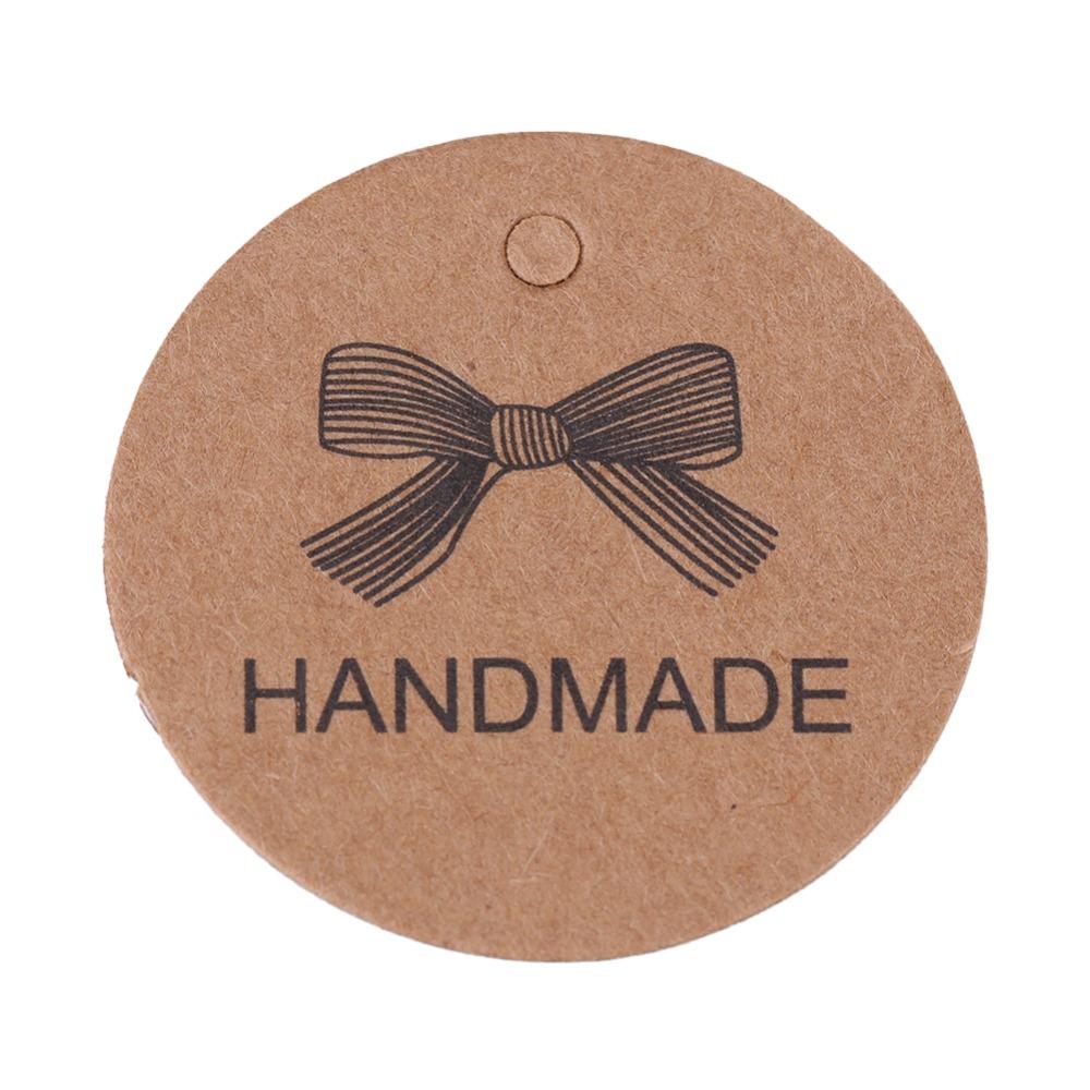 100pcs With String Gift Tags Brown Kraft Paper Tags Price Tag Handmade Hang Label  Home Made Crafts