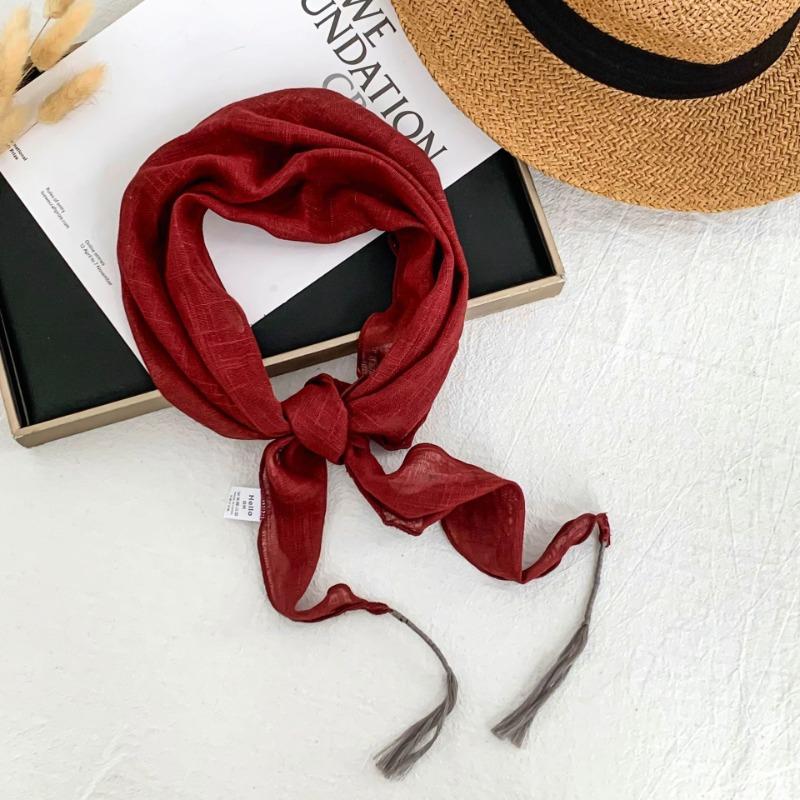 Silk scarf new literary and fashionable scarf retro cotton and linen scarf shawl high atmosphere triangle scarf waist