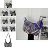 Ethnic Style Women's Small Bag 2024 Summer New Casual Bag Hand-held Lady Single Shoulder Underarm Lady Small Square Bag Black Deep Blue Floral Purple