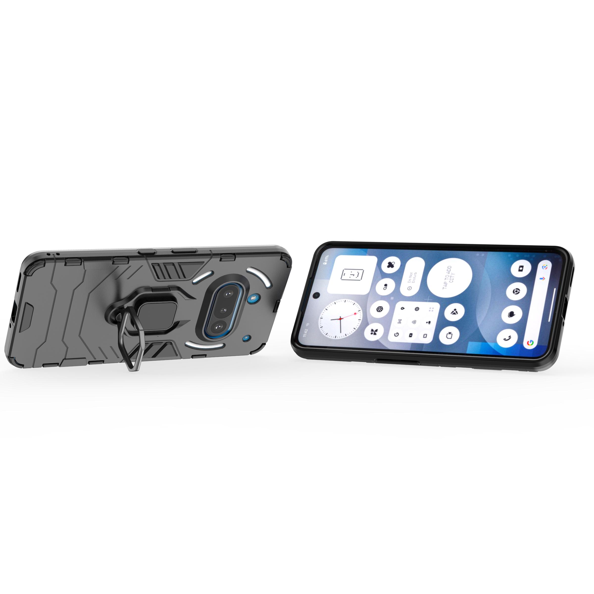 

For Nothing Phone (3a) Case PC+TPU Protective Phone Cover with Ring Kickstand Blue