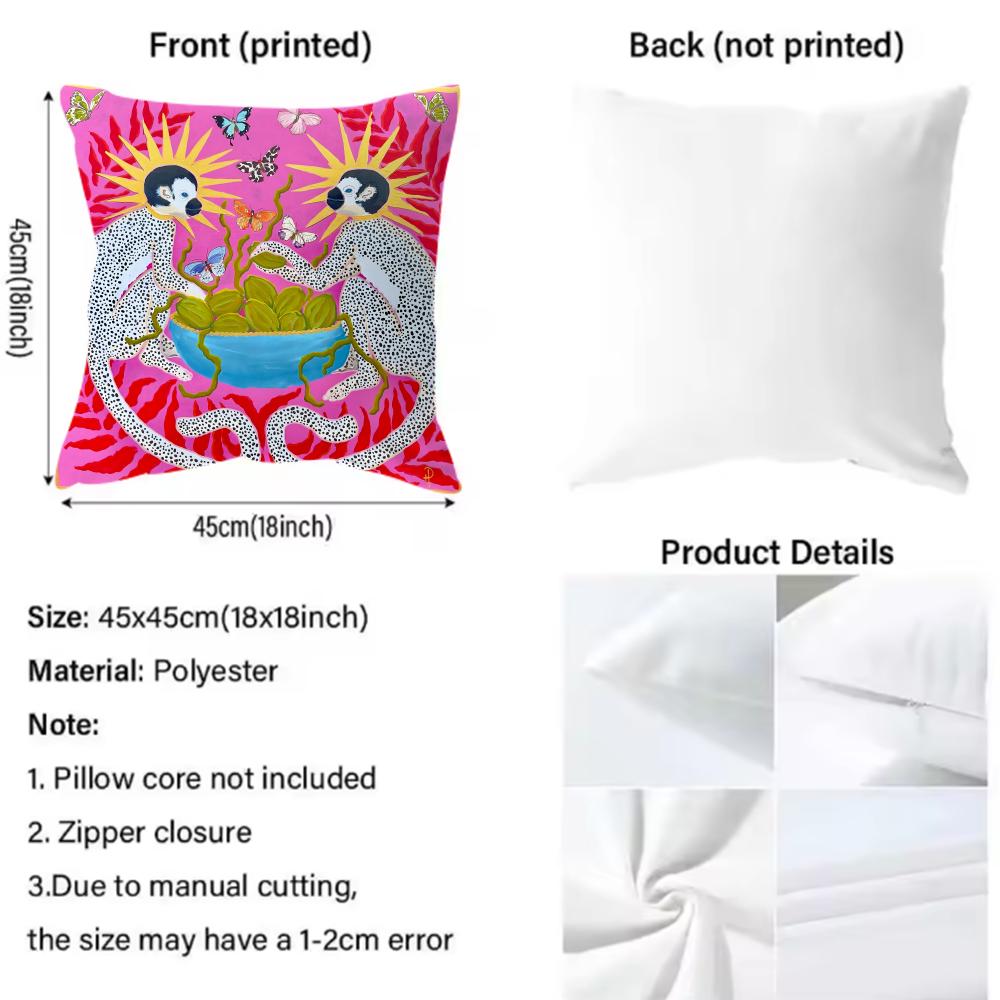 P-Paige G-Gemmel M-Monkey Cushion Cover Home & Car Dual-Scene Pillow Cover: Reversible For Premium Comfort