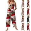 Women's Casual Jumpsuit Sleeveless Christmas Printed Cotton Jumpsuit