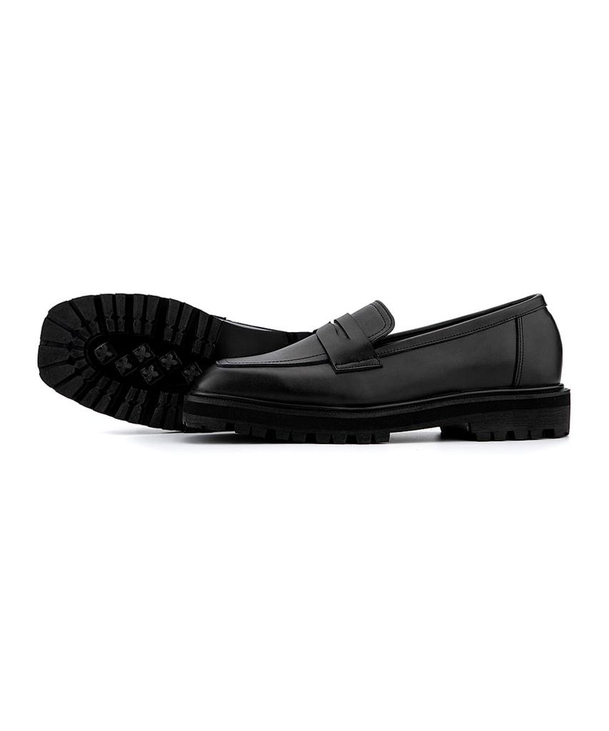 Miamiproject 2191 Getafe Cowhide Square-Toe Penny Loafers Vantablack