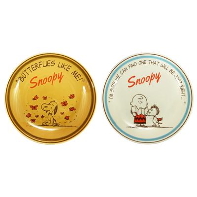 PEANUTS Pasta Dish Plate Pair Set 21cm Microwave Safe Retro Made In Japan SN920-139