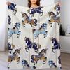 Carousel Horses A?? Copper  Blue Throw Blanket Flannel Fleece Soft Warm Throw Blanket